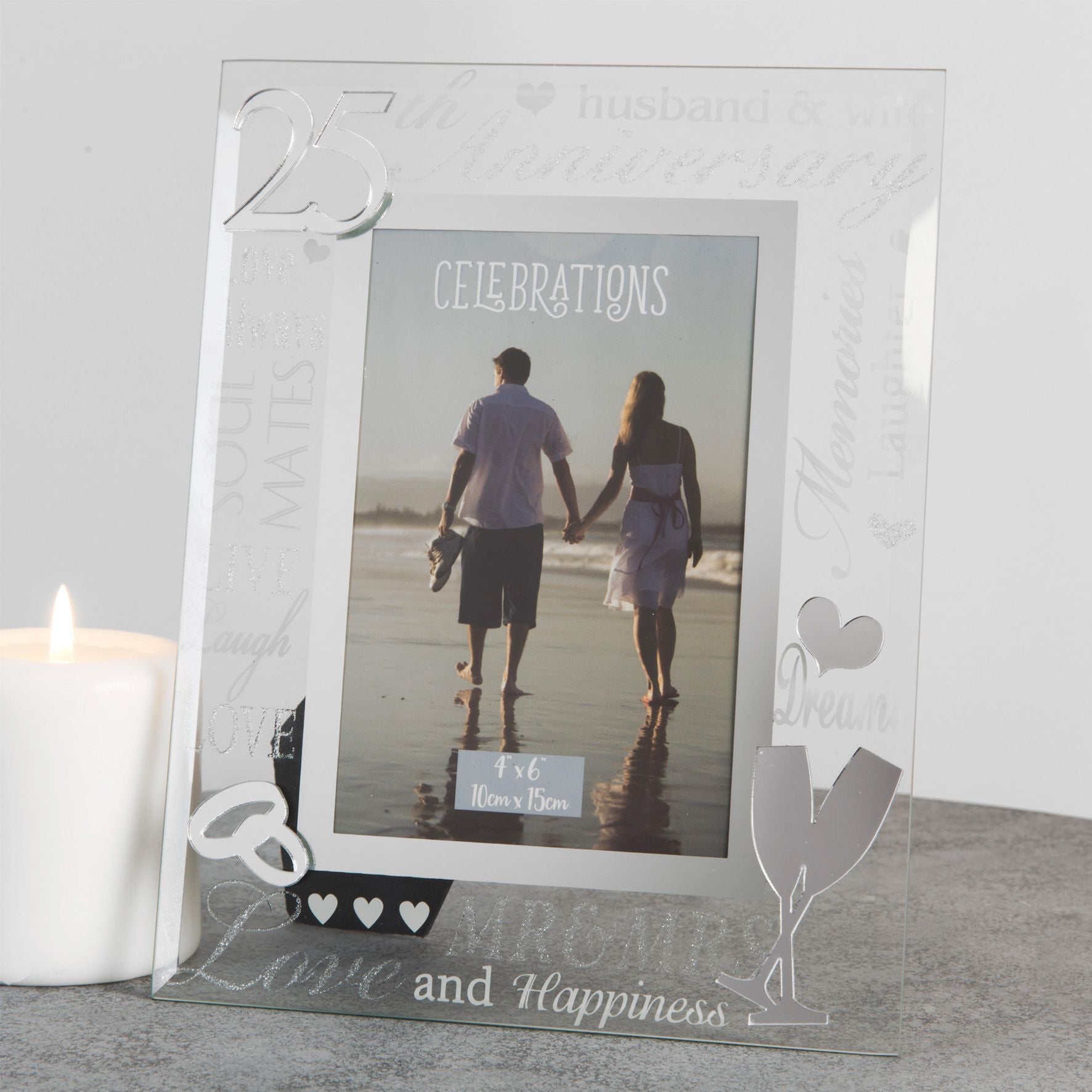 Mirror 3D Words  Anniversary Frame 4" x 6" - 25