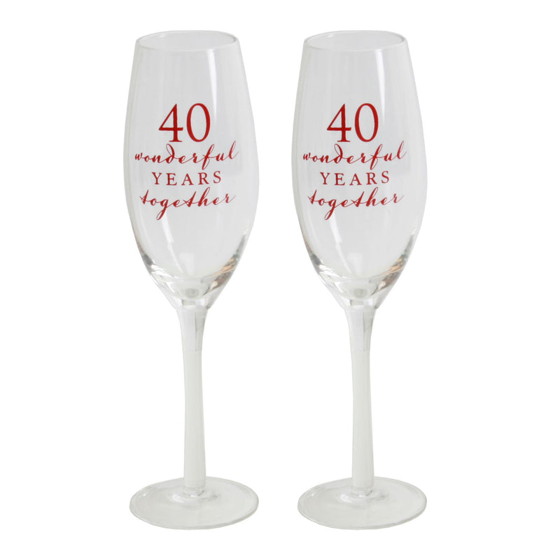 Amore Champagne Flutes Set of 2 - 40th Anniversary