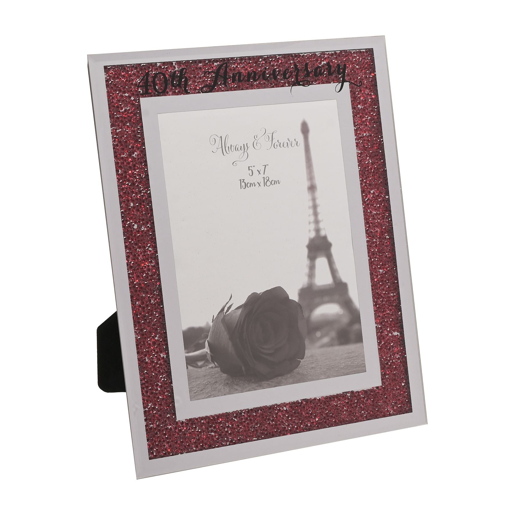 Celebrations Crystal Border Frame 5" x 7" - 40th Anniversary