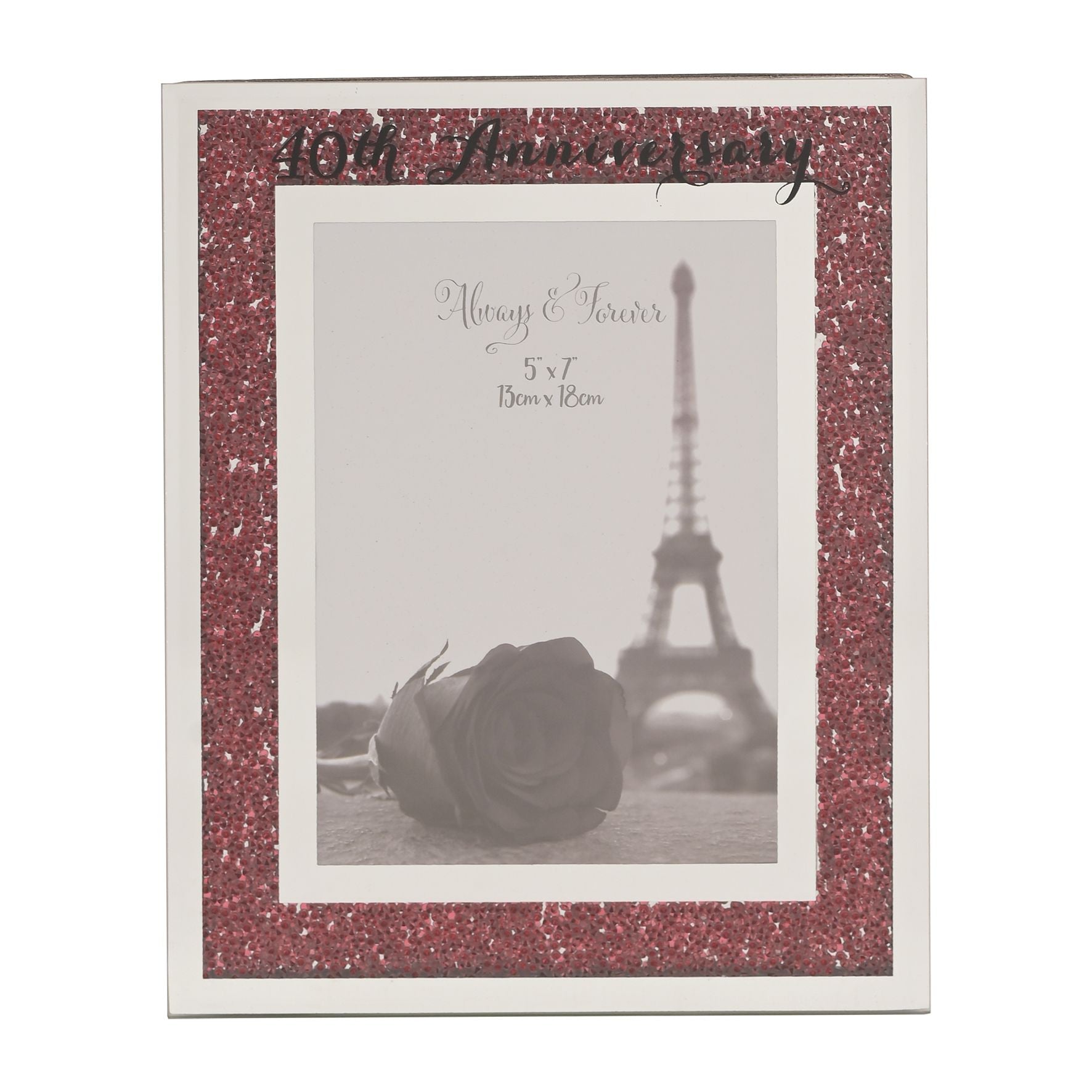 Celebrations Crystal Border Frame 5" x 7" - 40th Anniversary