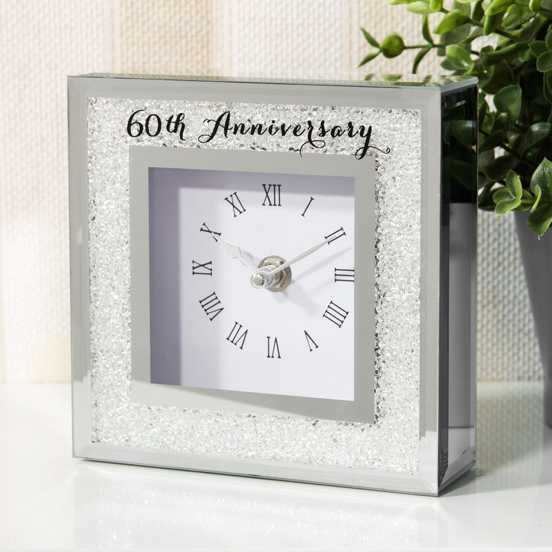 Celebrations Crystal Border Mantel Clock - 60th Anniversary