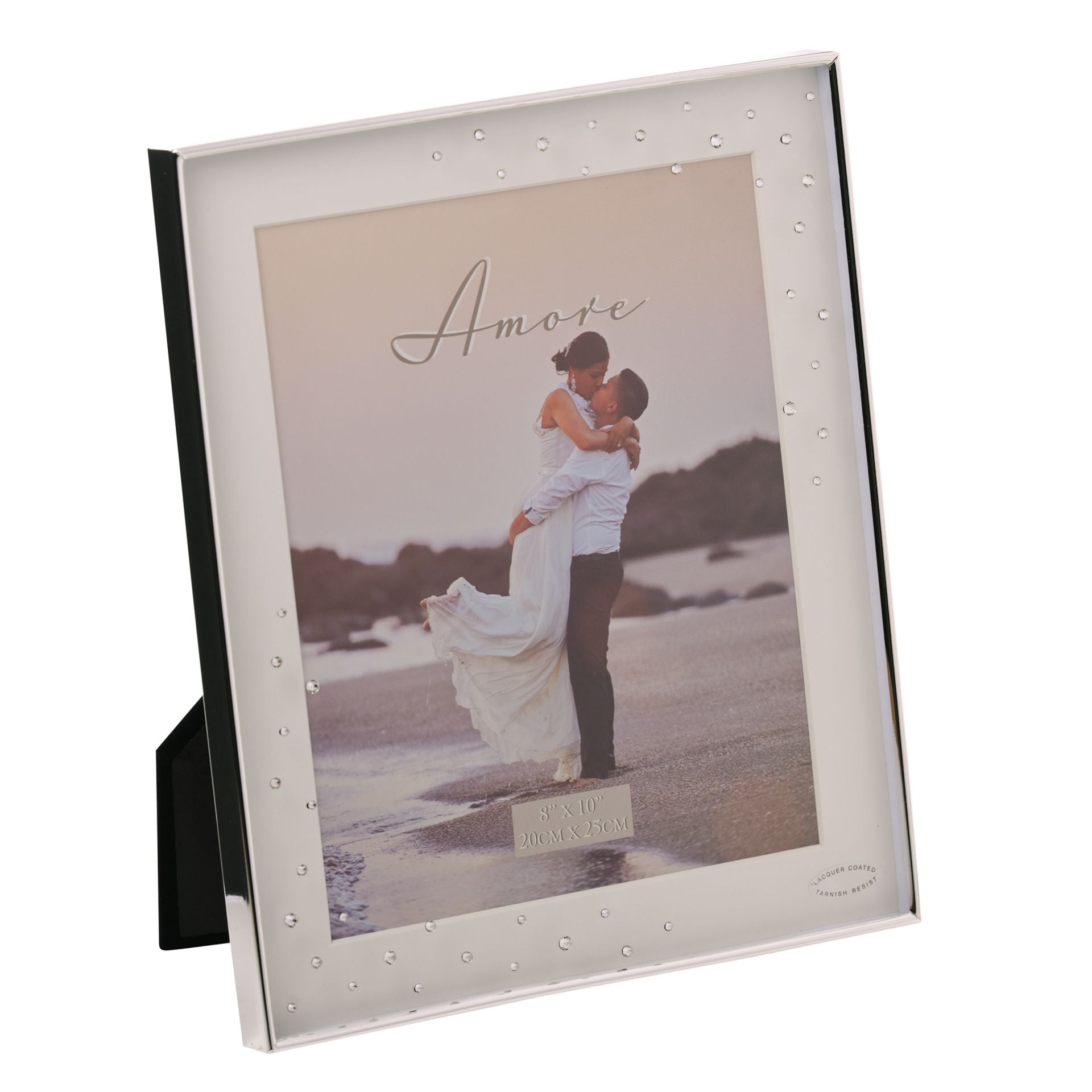 Amore Silverplated Box Frame with Crystals 8" x 10"