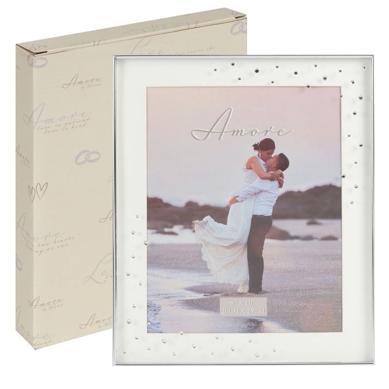 Amore Silverplated Box Frame with Crystals 8" x 10"
