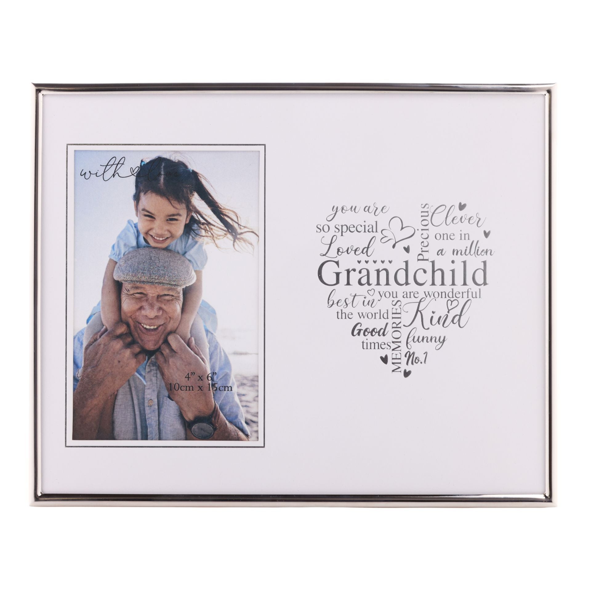 With Love Silver Heart Frame 4" x 6" - Grandchild