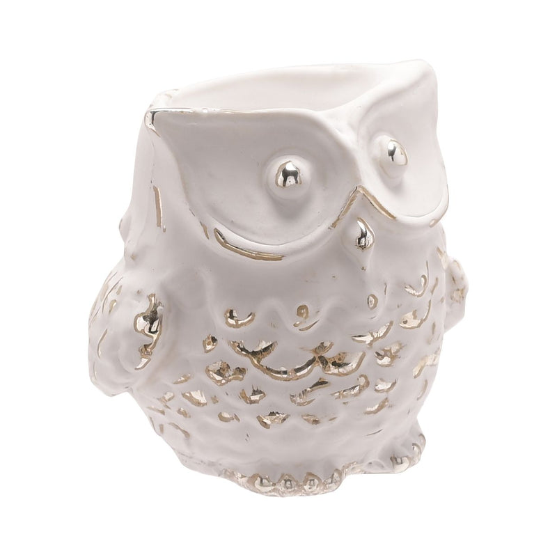 Vintage Whitewashed Owl Tealight Holder
