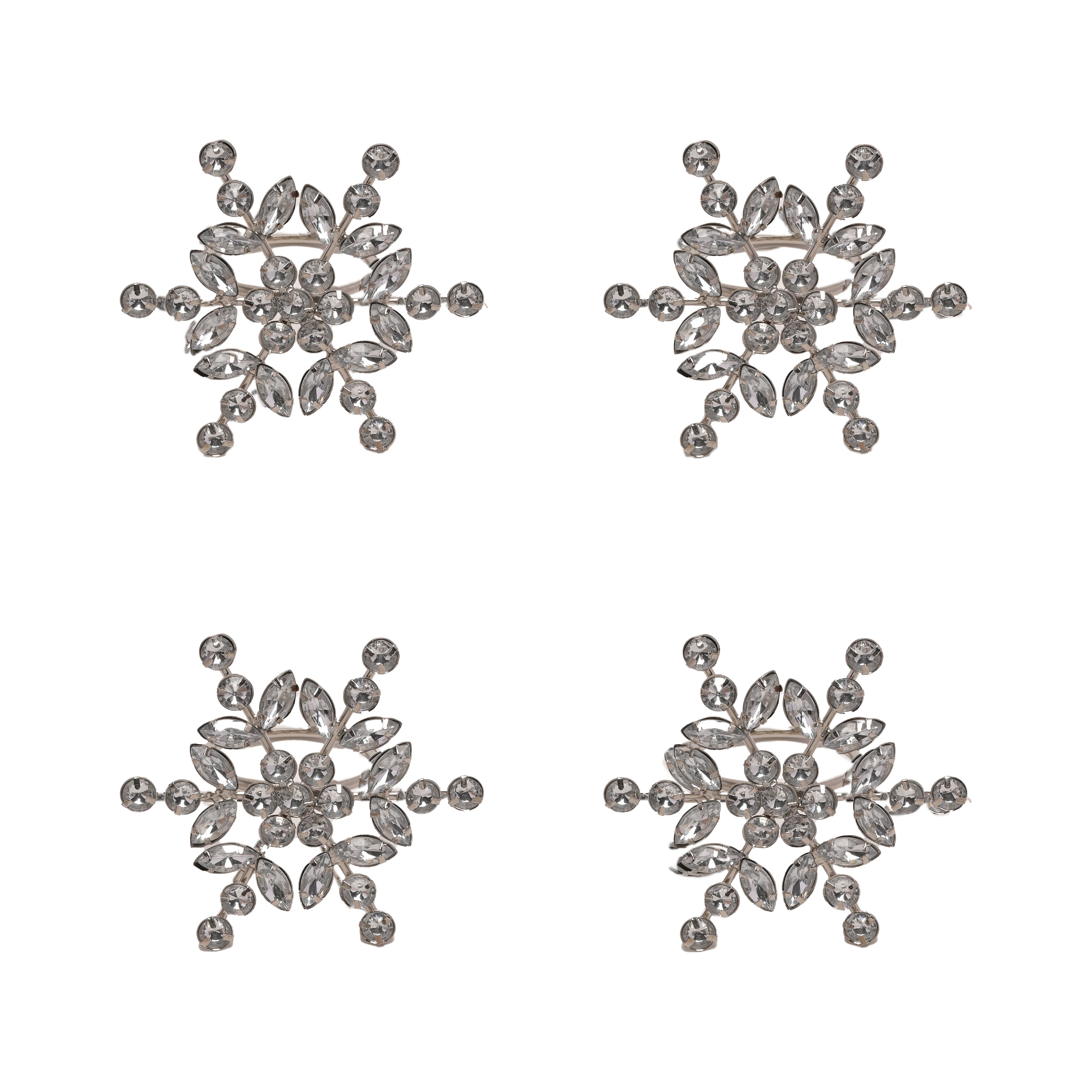 Set of 4 Crystal Snowflake Napkin Rings