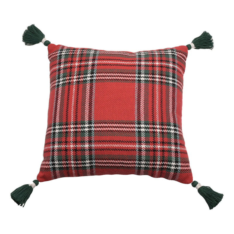 Red Tartan Woven Checked Cotton Cushion 45cm x 45cm