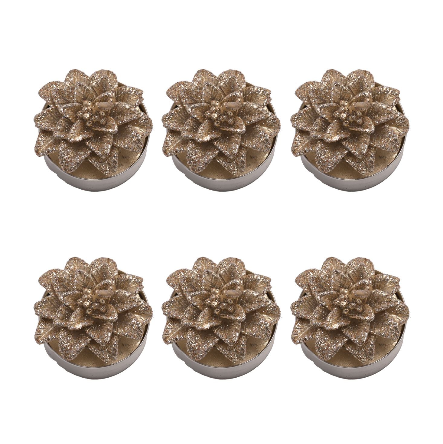 Gold Poinsettia Tealights Set of 6