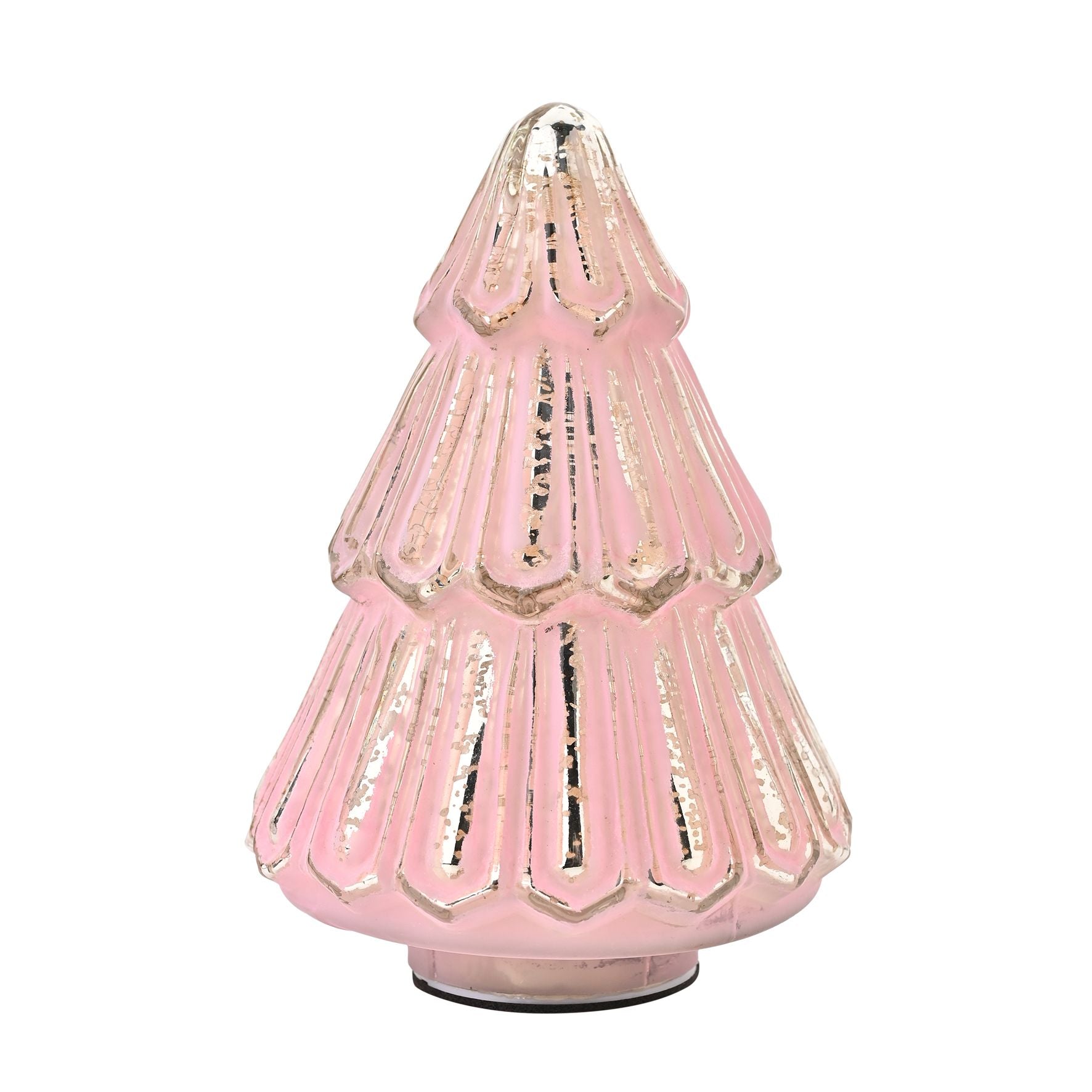 Medium Pink Crackle Effect LED Glass Christmas Tree
