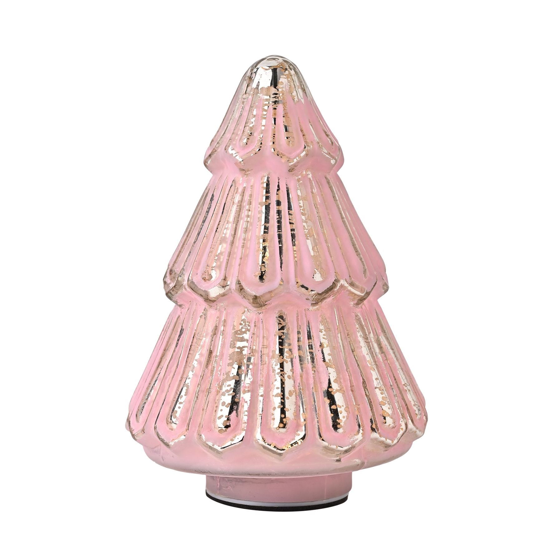 Medium Pink Crackle Effect LED Glass Christmas Tree