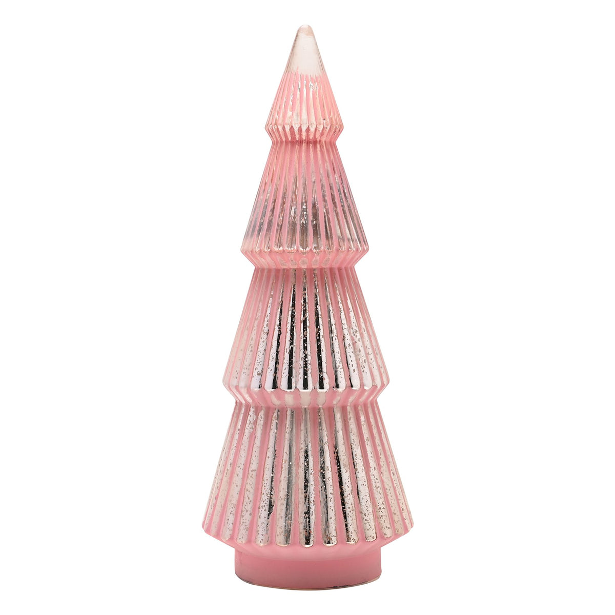 Large Pink Crackle Effect LED Glass Christmas Tree