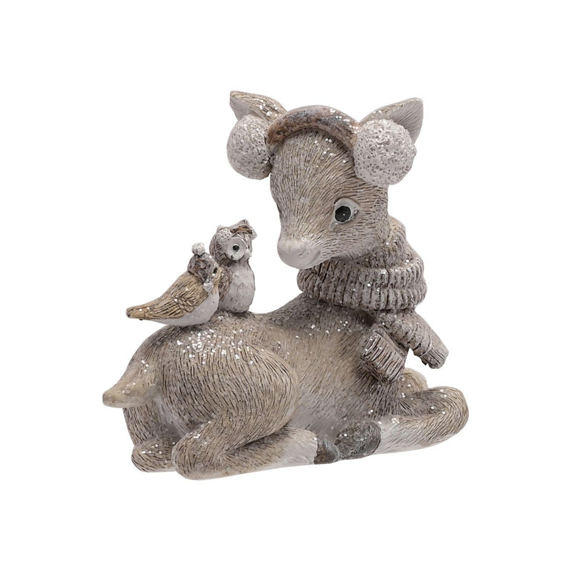 Reindeer & Two Robins Figurine