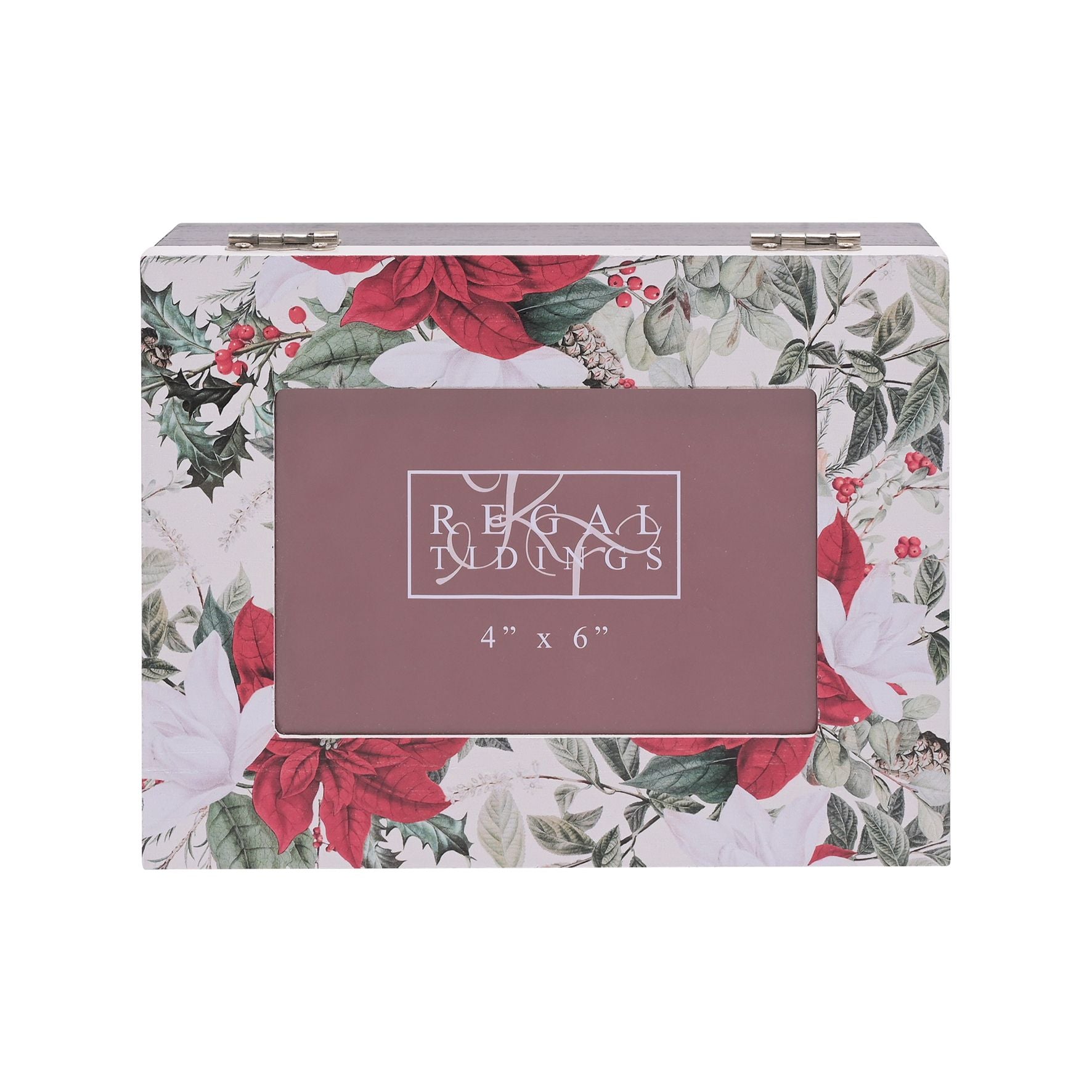 Poinsettia Design Storage Box with 6" x 4" Photo Aperture