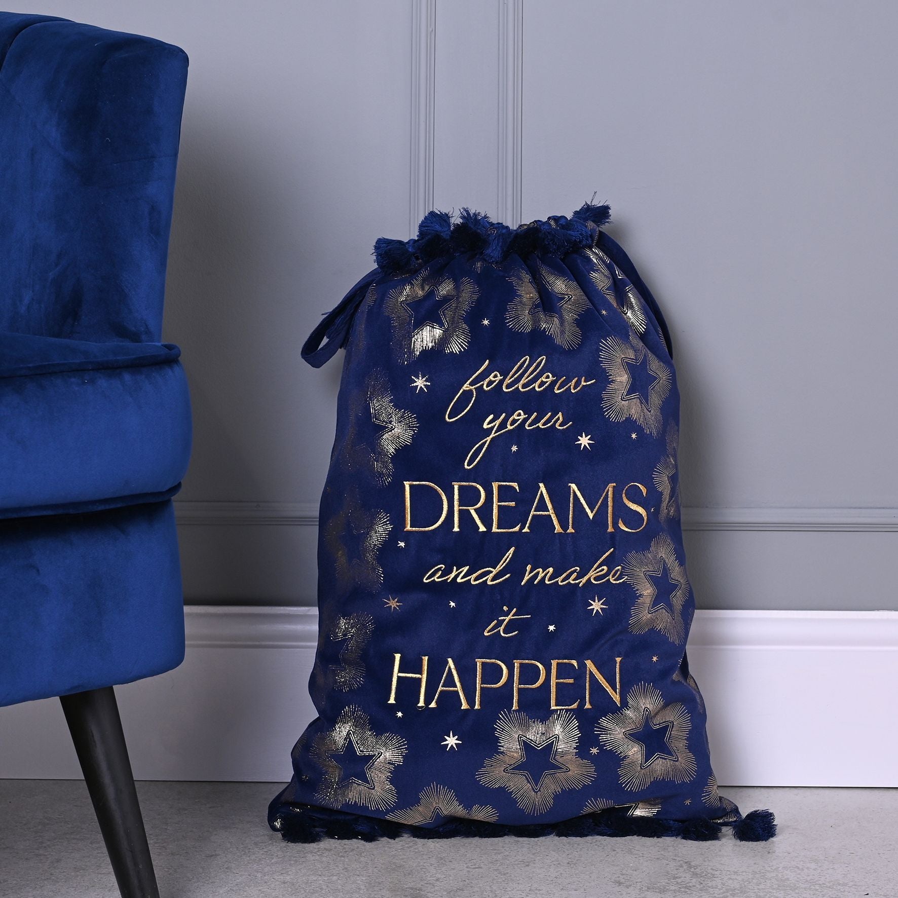 Blue Velvet Present Sack 'Follow Your Dreams'