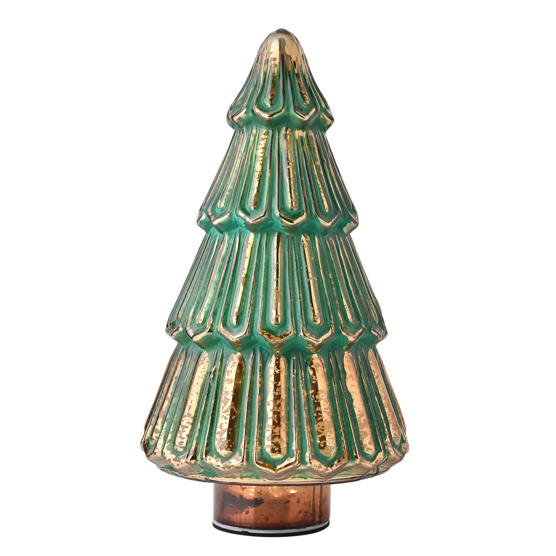 Green Crackle Effect Glass LED Christmas Tree Large