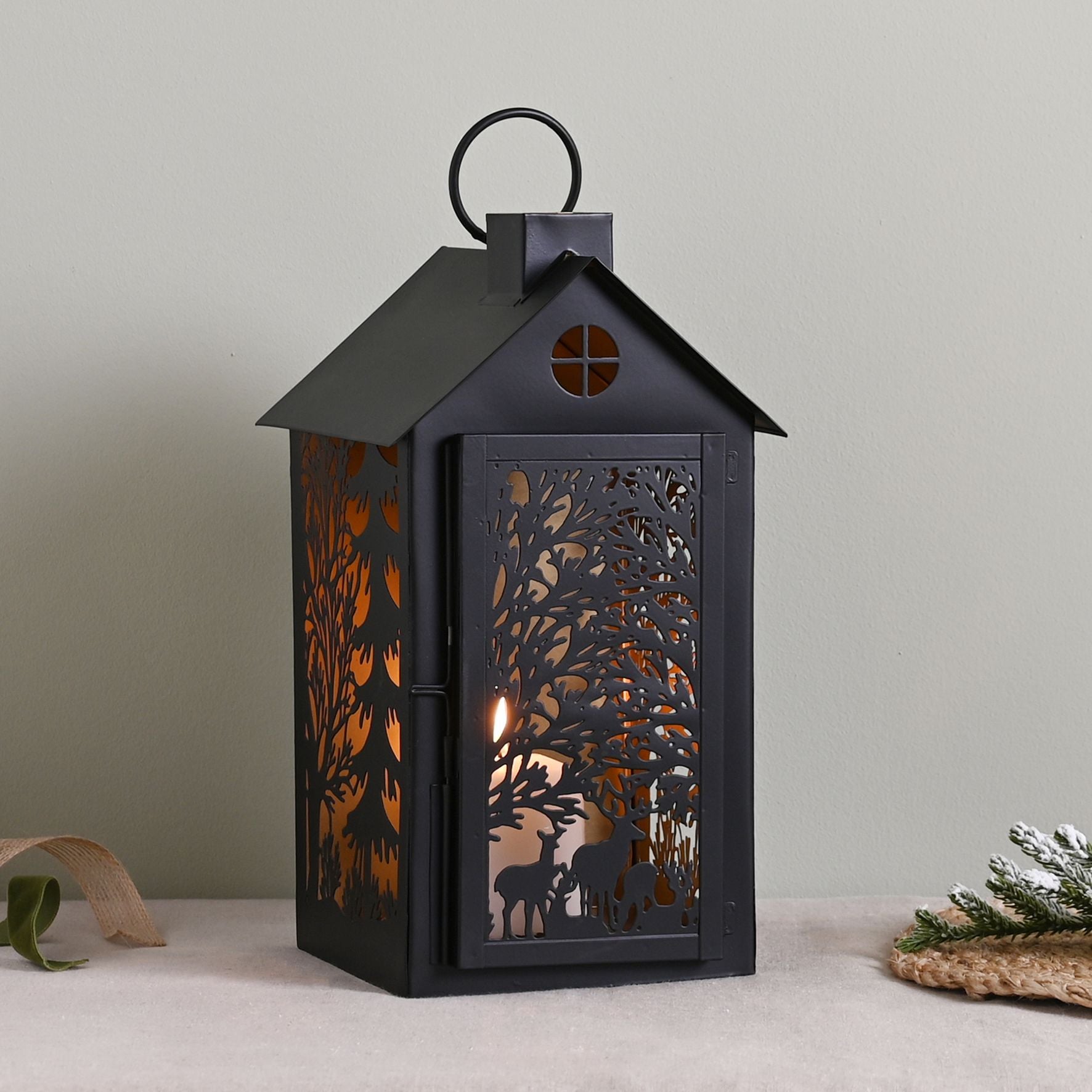 Stag Silhouette House Lantern Medium