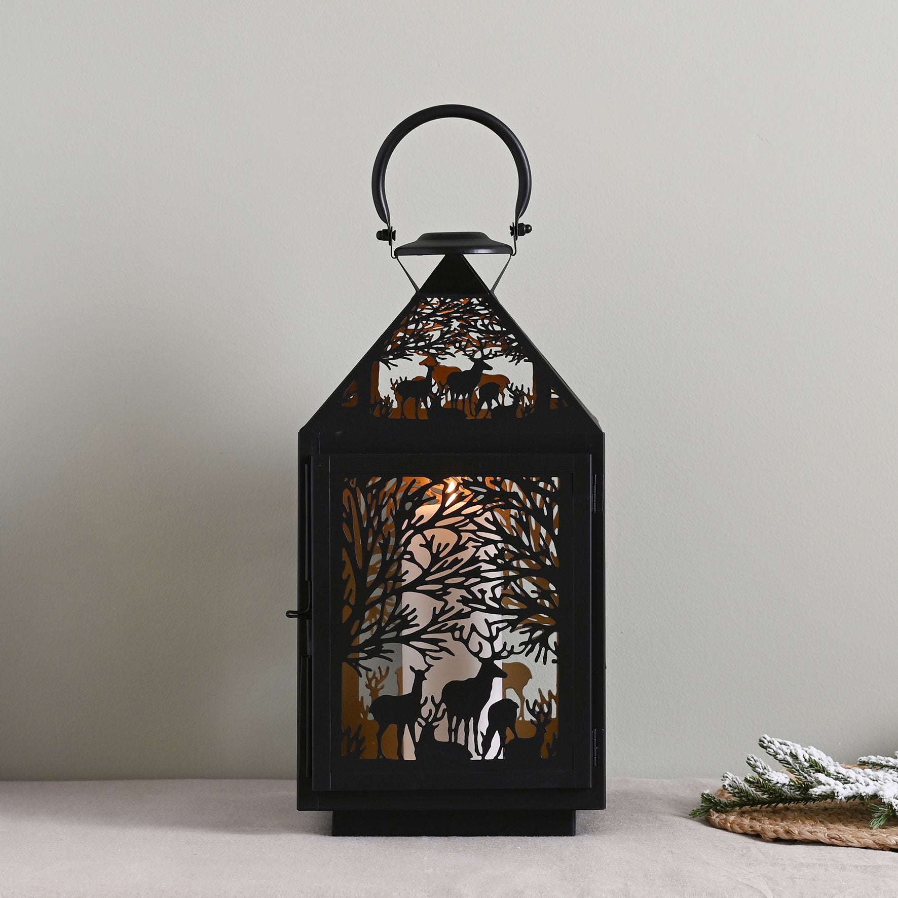 Stag Silhouette Lantern Square
