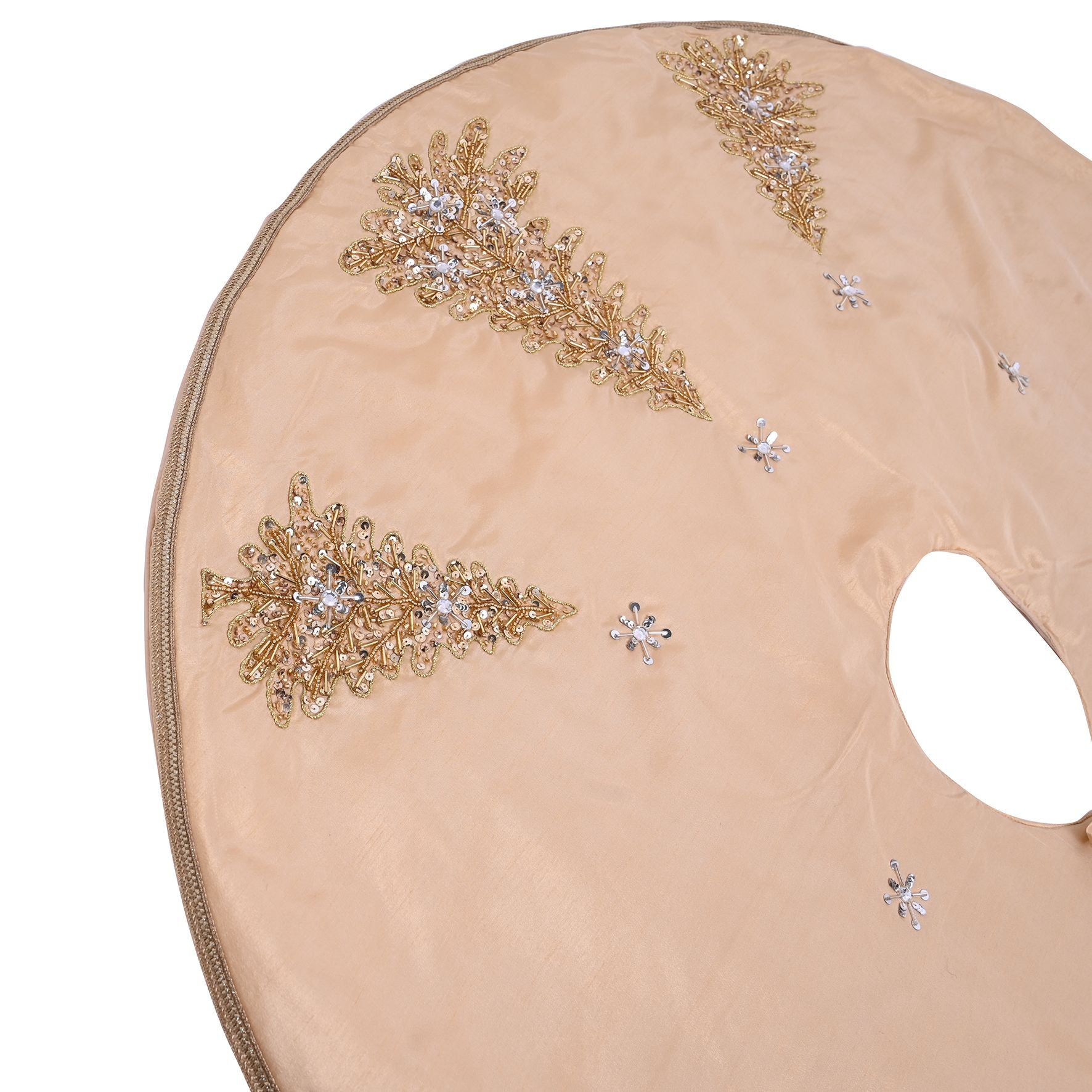 Hand Embellished Gold Sequin Christmas Tree Skirt