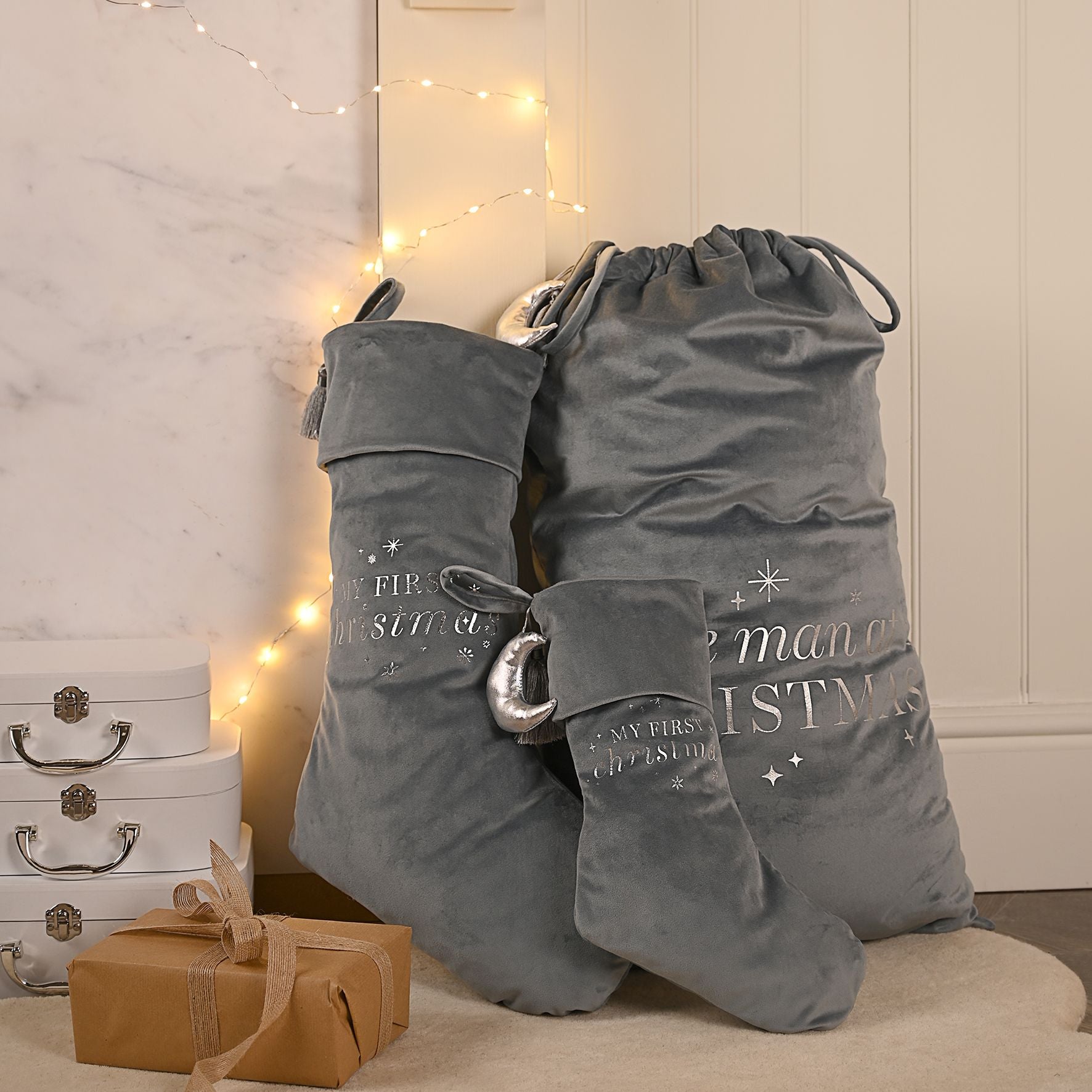 Bambino Baby Christmas Present Sack - Little Man at Christmas