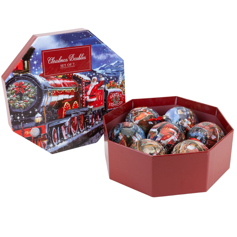 Set of 7 Traditional Christmas Baubles - 3 Designs