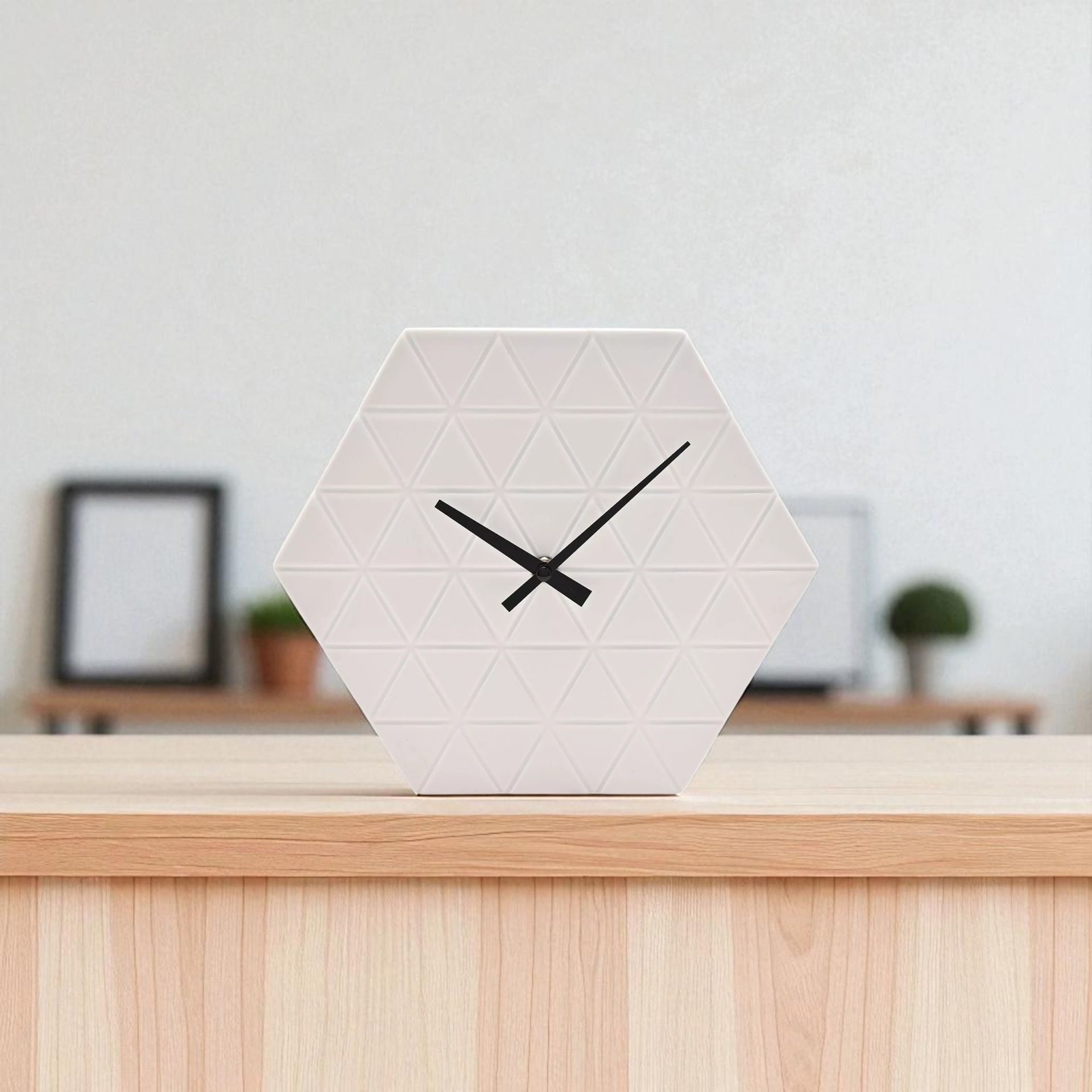 Interval Hexagon Porcelain Wall Clock - White