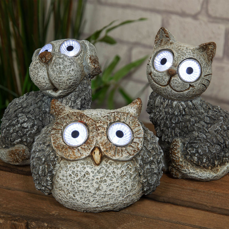 Resin Owl Ornament with Solar Eyes