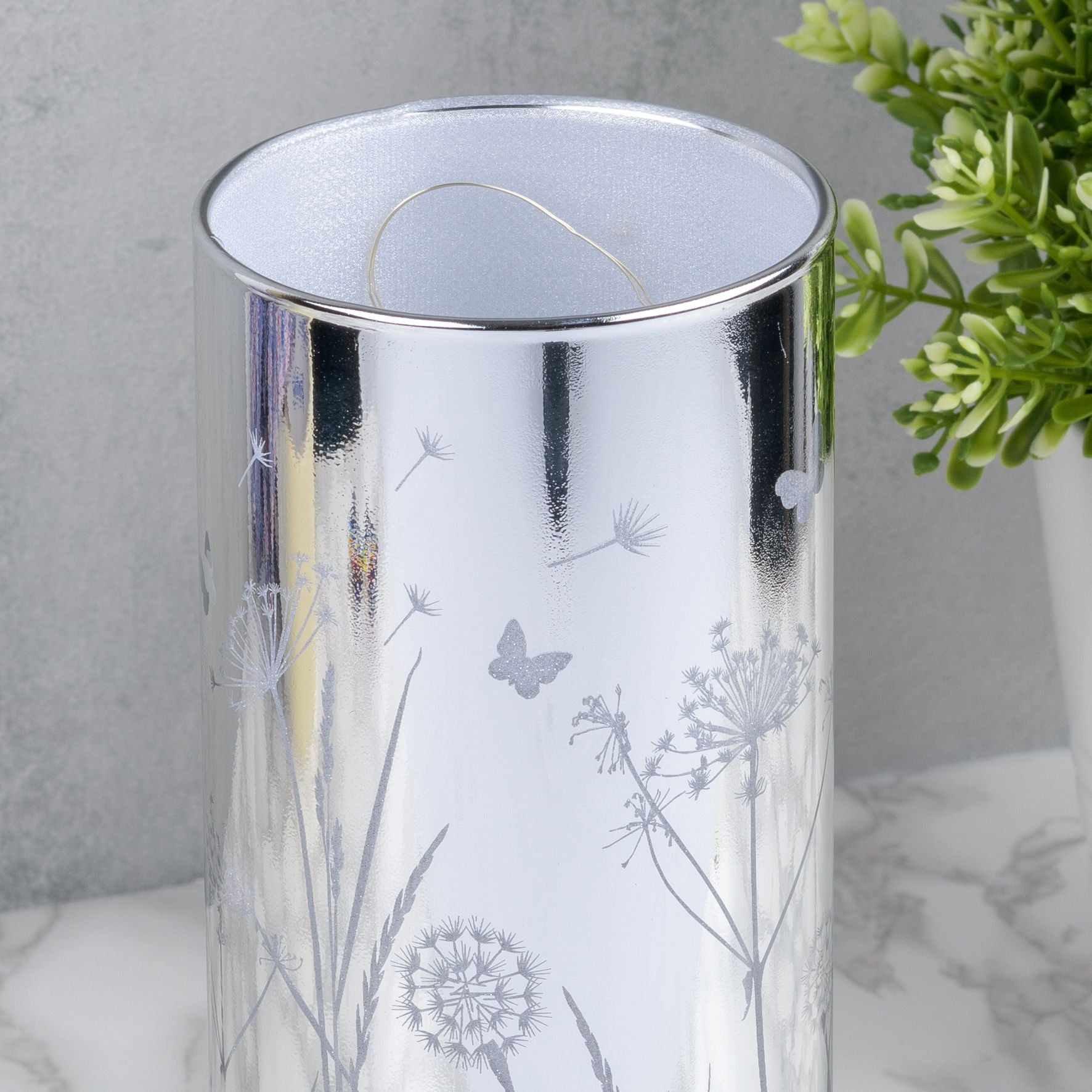 Glass Flower Design Tube with LED Lights 20cm
