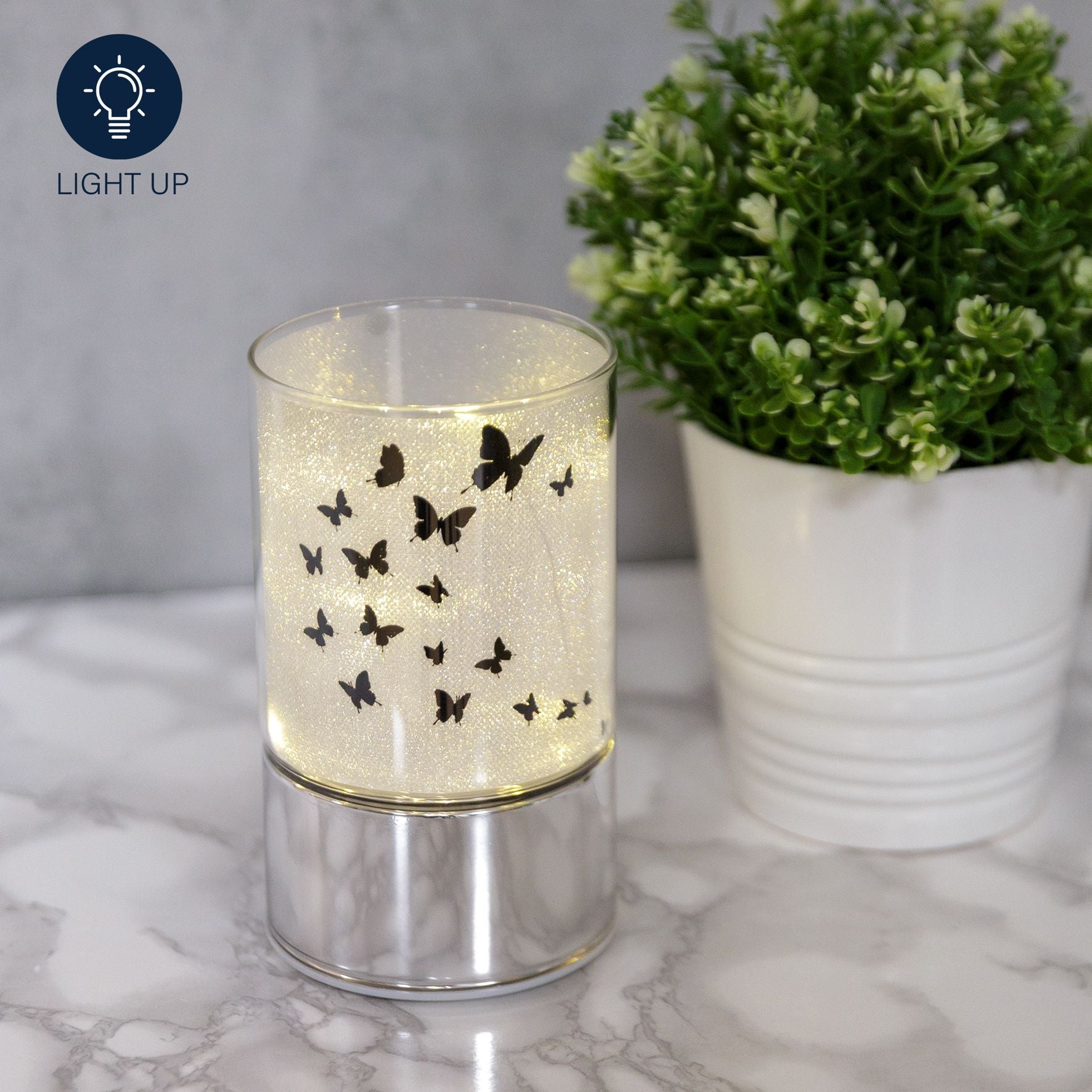 Glass Butterfly Design Tube with LED Lights 15cm