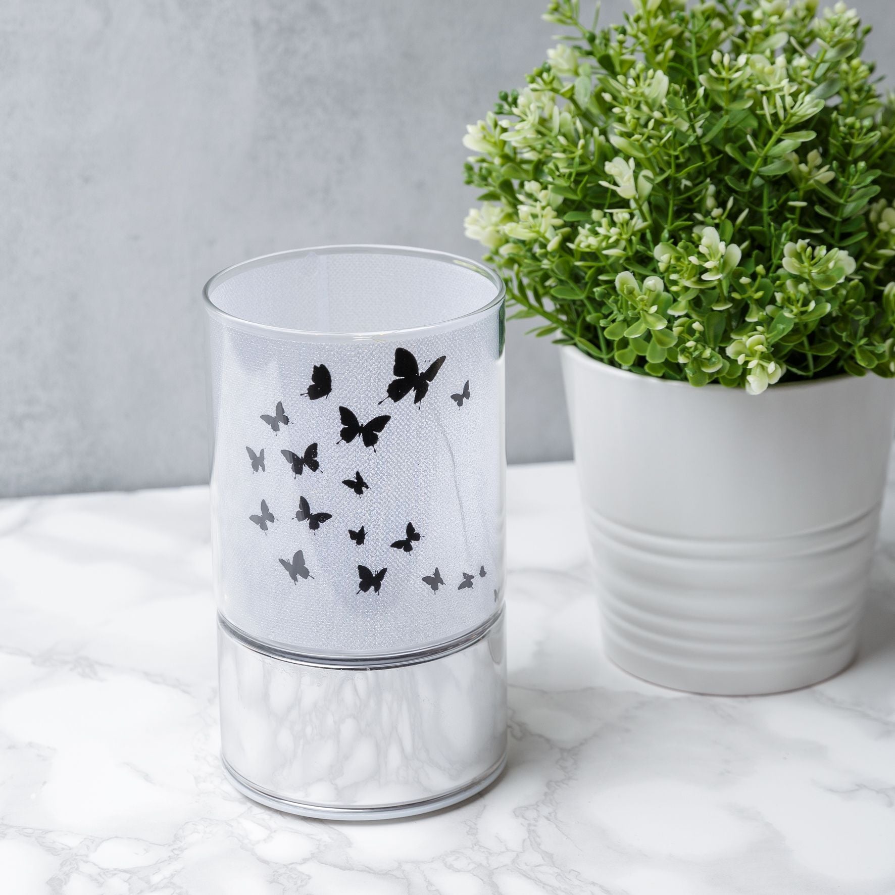 Glass Butterfly Design Tube with LED Lights 15cm