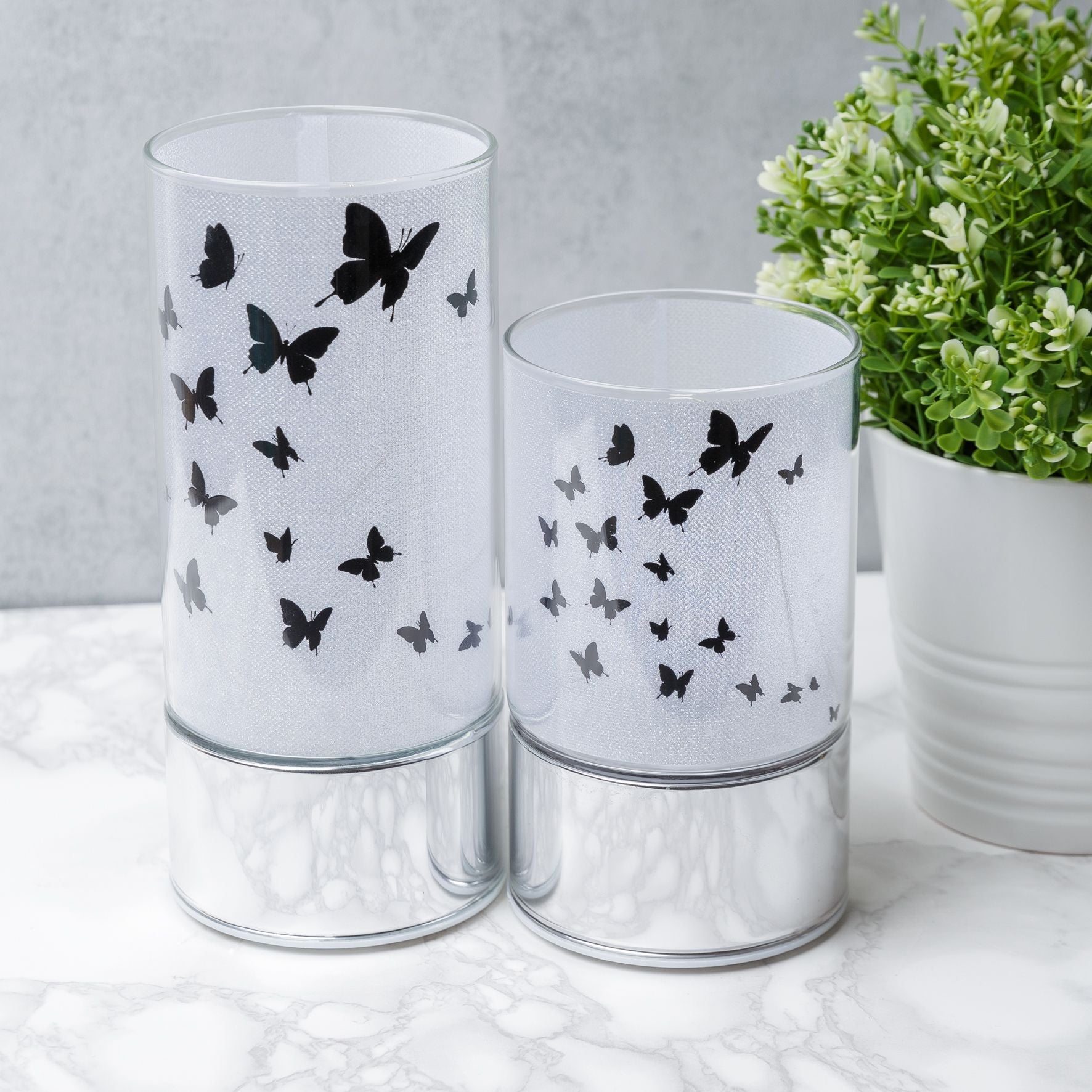 Glass Butterfly Design Tube with LED Lights 15cm