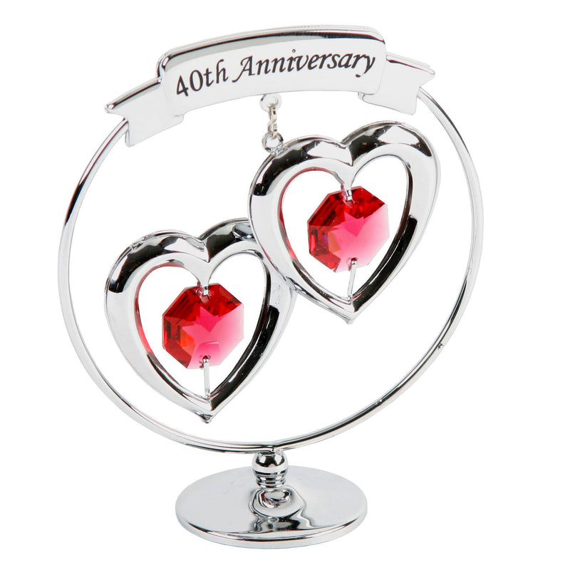 Crystocraft Chrome Plated Circle 2 Hearts - 40th Anniversary