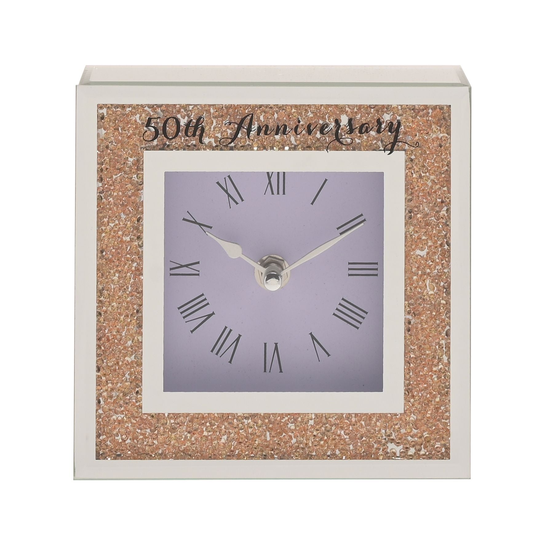 Celebrations Crystal Border Mantel Clock - 50th Anniversary