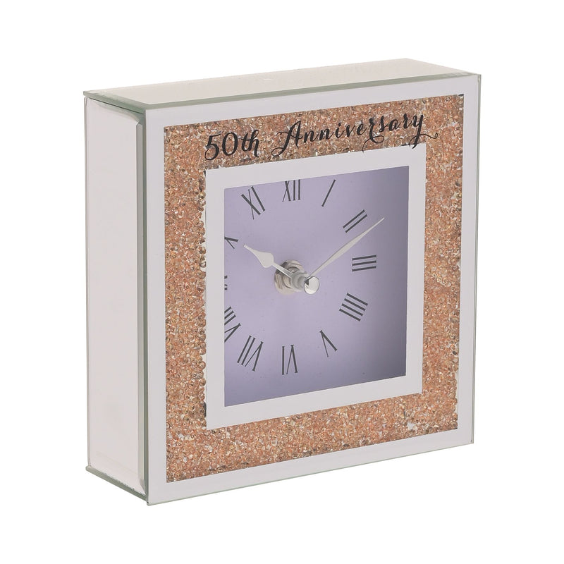 Celebrations Crystal Border Mantel Clock - 50th Anniversary