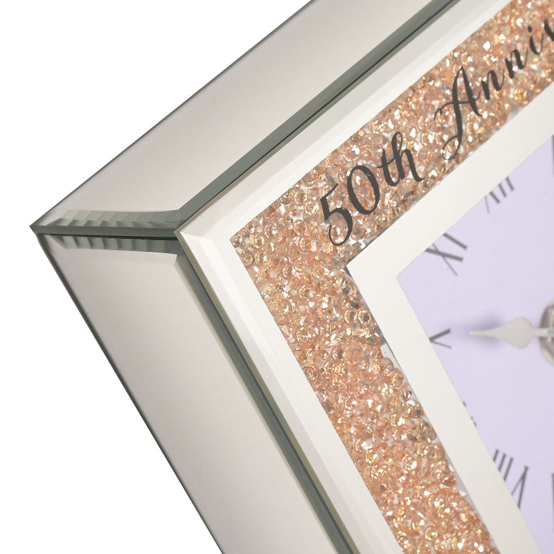Celebrations Crystal Border Mantel Clock - 50th Anniversary