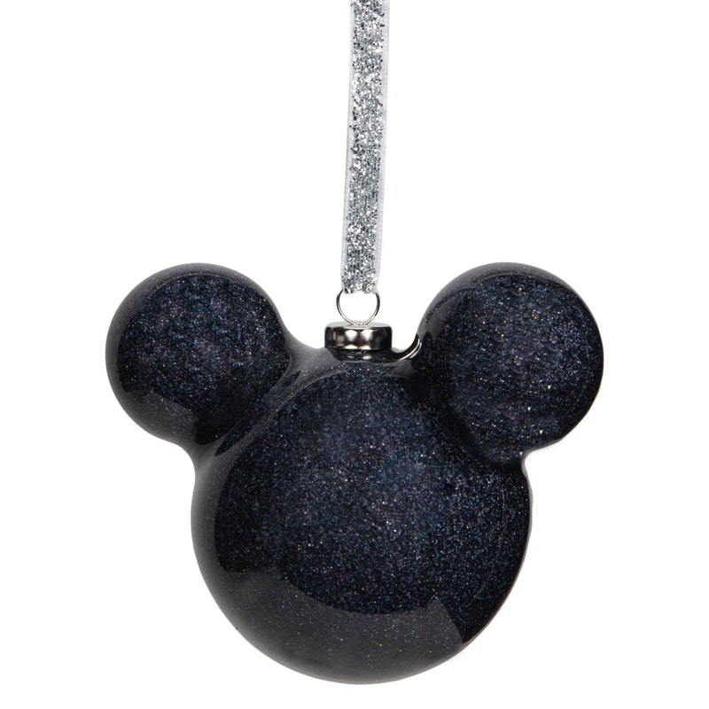 Disney Mickey Mouse Black Glitter Bauble